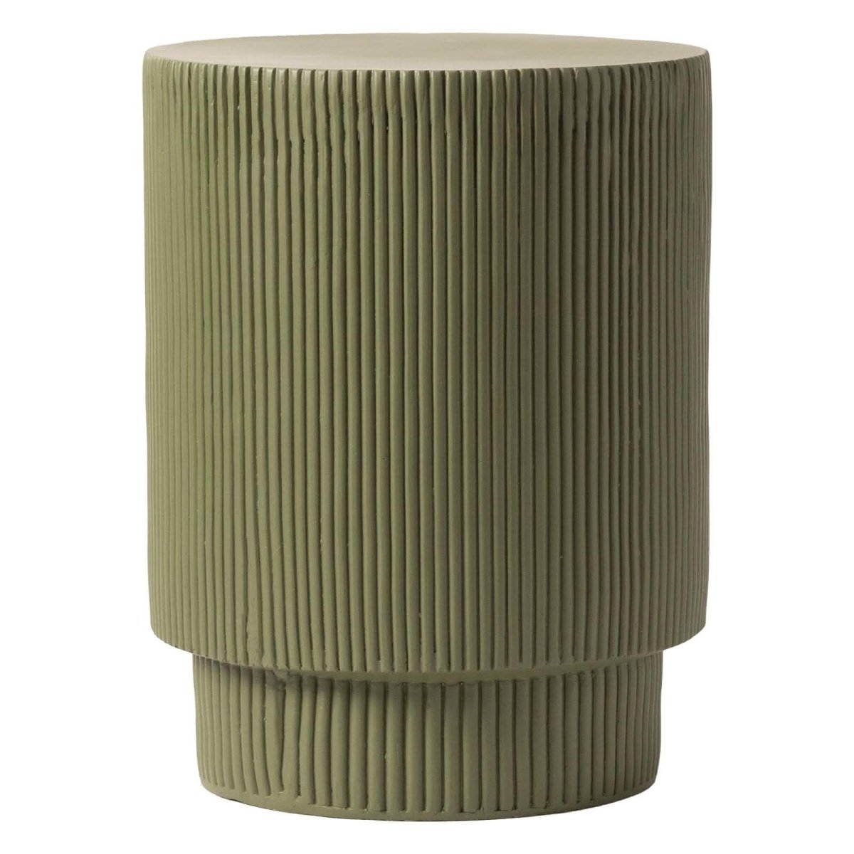 Eden Series Side Table in Fiberstone Round Accent Table for Home, Living Room, Indoor, and Outdoor Olive Green Side Table LeisureMod