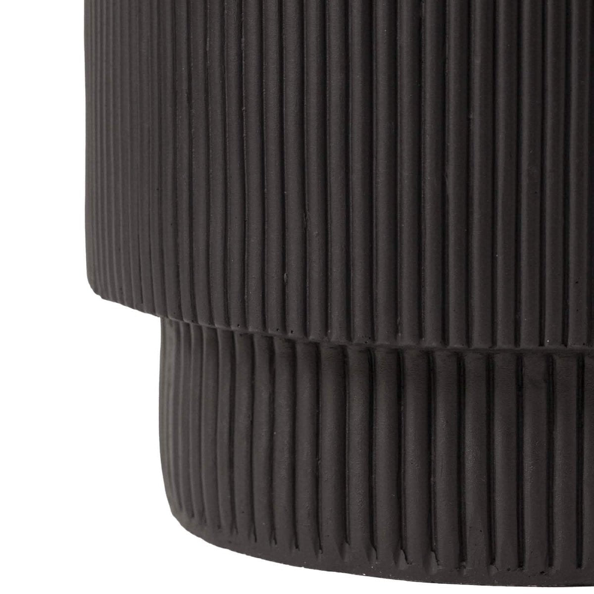 Eden Series Side Table in Fiberstone Round Accent Table for Home, Living Room, Indoor, and Outdoor Black Side Table LeisureMod