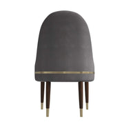 Elara Leather Dining Chair with Elegant Ripple Back and Gold Accents in Rubberwood Grey Dining Chair Leisuremod