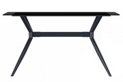 Elega Rectangular Dining Table with Sintered Stone/Glass Rectangular Top and Black Stainless Steel Base Glass 55 Inches Wide Black Dining Table Leisuremod