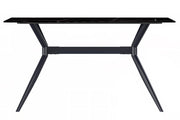 Elega Rectangular Dining Table with Sintered Stone/Glass Rectangular Top and Black Stainless Steel Base Sintered Stone 71 Inches Wide Black and Gold Dining Table Leisuremod