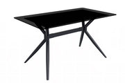 Elega Rectangular Dining Table with Sintered Stone/Glass Rectangular Top and Black Stainless Steel Base Sintered Stone 62 Inches Wide White Dining Table Leisuremod
