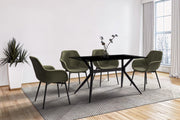 Elega Rectangular Dining Table with Sintered Stone/Glass Rectangular Top and Black Stainless Steel Base Sintered Stone 62 Inches Wide White Dining Table Leisuremod