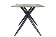 Elega Rectangular Dining Table with Sintered Stone/Glass Rectangular Top and Black Stainless Steel Base Sintered Stone 55 Inches Wide Deep Grey Dining Table Leisuremod