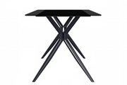 Elega Rectangular Dining Table with Sintered Stone/Glass Rectangular Top and Black Stainless Steel Base Glass 55 Inches Wide Black Dining Table Leisuremod