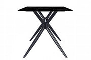 Elega Rectangular Dining Table with Sintered Stone/Glass Rectangular Top and Black Stainless Steel Base Sintered Stone 71 Inches Wide Black and Gold Dining Table Leisuremod