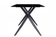 Elega Rectangular Dining Table with Sintered Stone/Glass Rectangular Top and Black Stainless Steel Base Sintered Stone 55 Inches Wide Black and Gold Dining Table Leisuremod