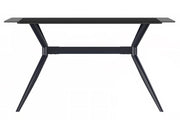 Elega Rectangular Dining Table with Sintered Stone/Glass Rectangular Top and Black Stainless Steel Base Sintered Stone 62 Inches Wide White Grey Dining Table Leisuremod