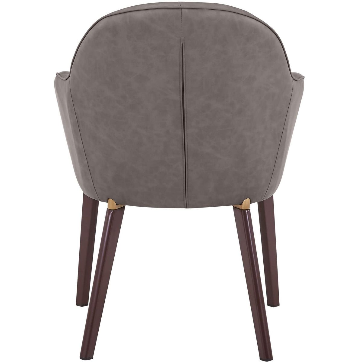 Elias Dining Chair Upholstered in Leather/Velvet and Powder Coated Legs Leather Dark Grey Dining Chair Leisuremod