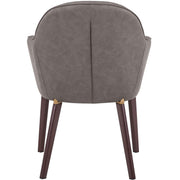Elias Dining Chair Upholstered in Leather/Velvet and Powder Coated Legs Leather Dark Grey Dining Chair Leisuremod
