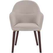 Elias Dining Chair Upholstered in Leather/Velvet and Powder Coated Legs Velvet Light Grey Dining Chair Leisuremod