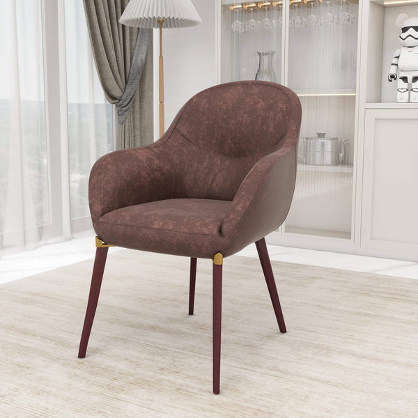 Elias Dining Chair Upholstered in Leather/Velvet and Powder Coated Legs