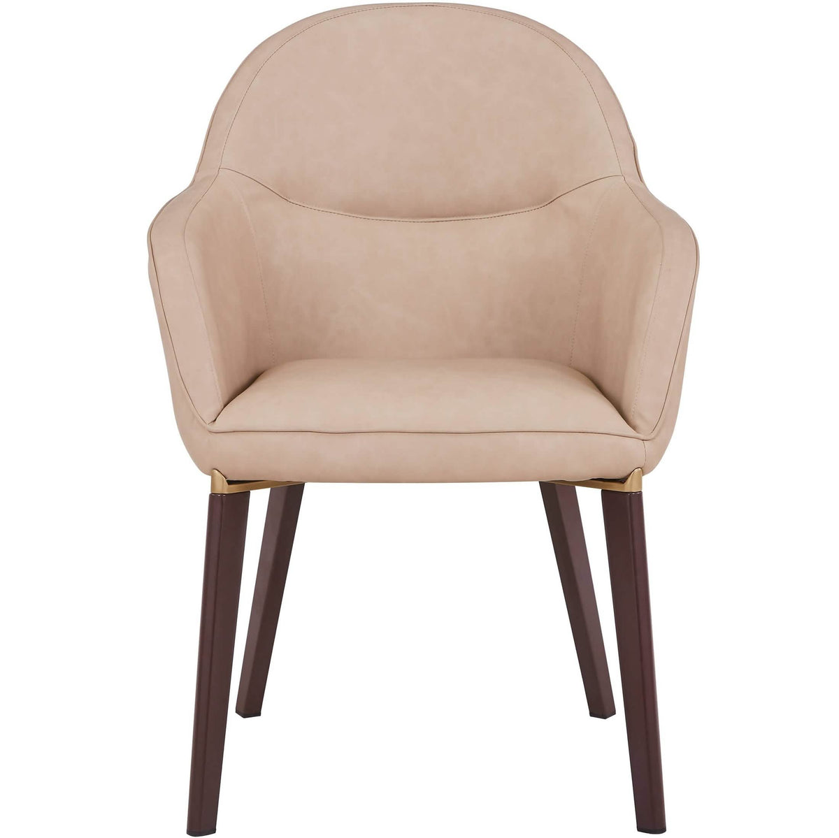Elias Dining Chair Upholstered in Leather/Velvet and Powder Coated Legs Velvet Light Taupe Dining Chair Leisuremod