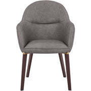 Elias Dining Chair Upholstered in Leather/Velvet and Powder Coated Legs Leather Dark Grey Dining Chair Leisuremod