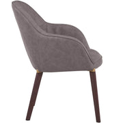 Elias Dining Chair Upholstered in Leather/Velvet and Powder Coated Legs Leather Dark Grey Dining Chair Leisuremod