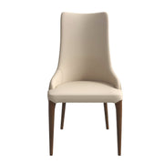 Elm Dining Chair with a Leather/Velvet Seat and a Two-Tone Color Design Backrest in Ash Wood Taupe Dining Chair Leisuremod