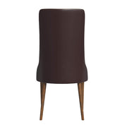 Elm Dining Chair with a Leather/Velvet Seat and a Two-Tone Color Design Backrest in Ash Wood Brown Dining Chair Leisuremod