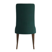 Elm Dining Chair with a Leather/Velvet Seat and a Two-Tone Color Design Backrest in Ash Wood Green Dining Chair Leisuremod