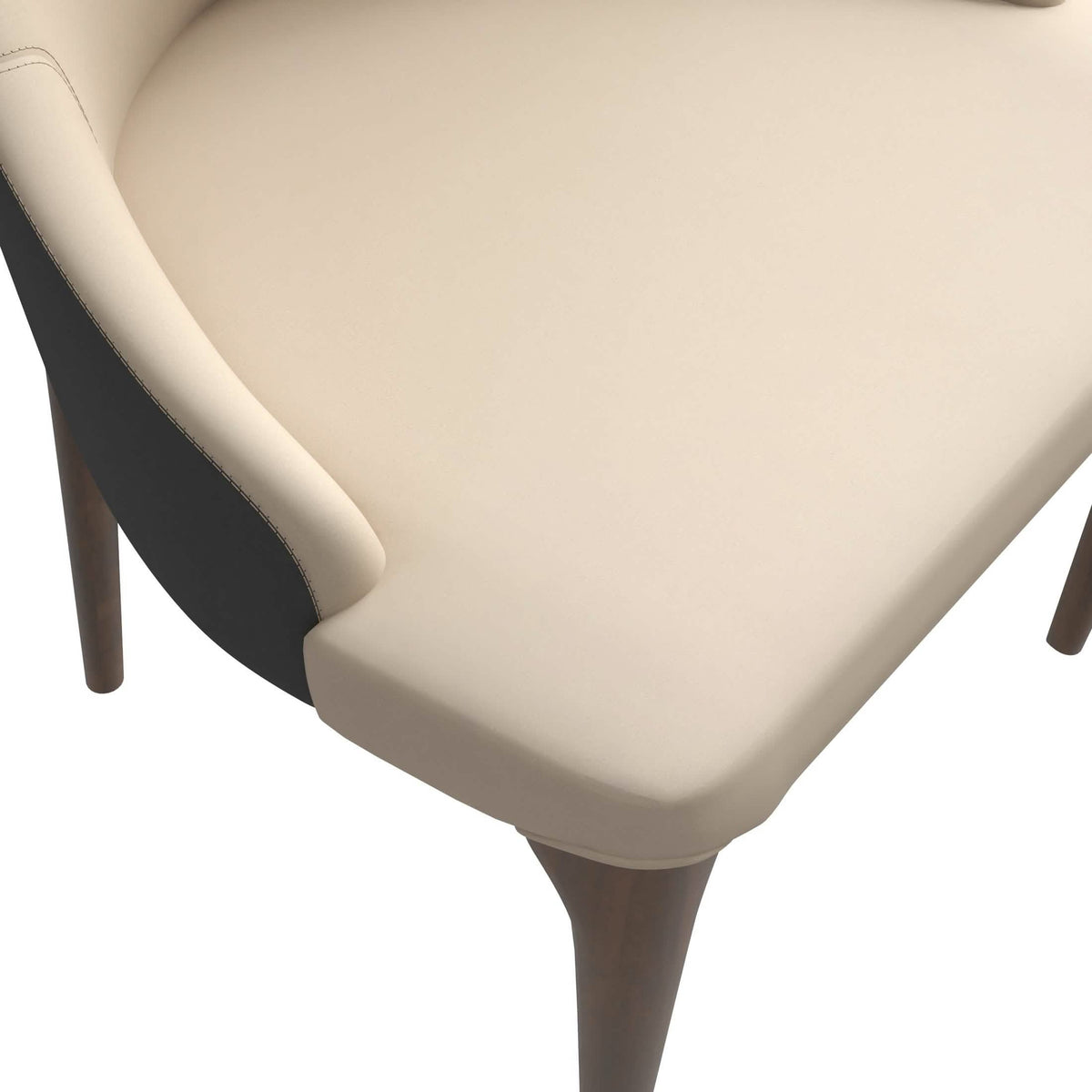 Elm Dining Chair with a Leather/Velvet Seat and a Two-Tone Color Design Backrest in Ash Wood Grey Dining Chair Leisuremod