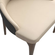 Elm Dining Chair with a Leather/Velvet Seat and a Two-Tone Color Design Backrest in Ash Wood Grey Dining Chair Leisuremod