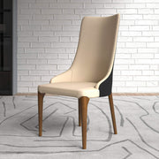 Elm Dining Chair with a Leather/Velvet Seat and a Two-Tone Color Design Backrest in Ash Wood Black Dining Chair Leisuremod