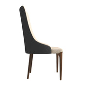 Elm Dining Chair with a Leather/Velvet Seat and a Two-Tone Color Design Backrest in Ash Wood Grey Dining Chair Leisuremod