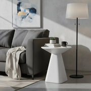 Elsie 18" Wide Circular Fiberstone Side Table with Powder-Coated Finish for Indoor/Outdoor Use White Side Table LeisureMod