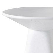 Elsie 18" Wide Circular Fiberstone Side Table with Powder-Coated Finish for Indoor/Outdoor Use White Side Table LeisureMod