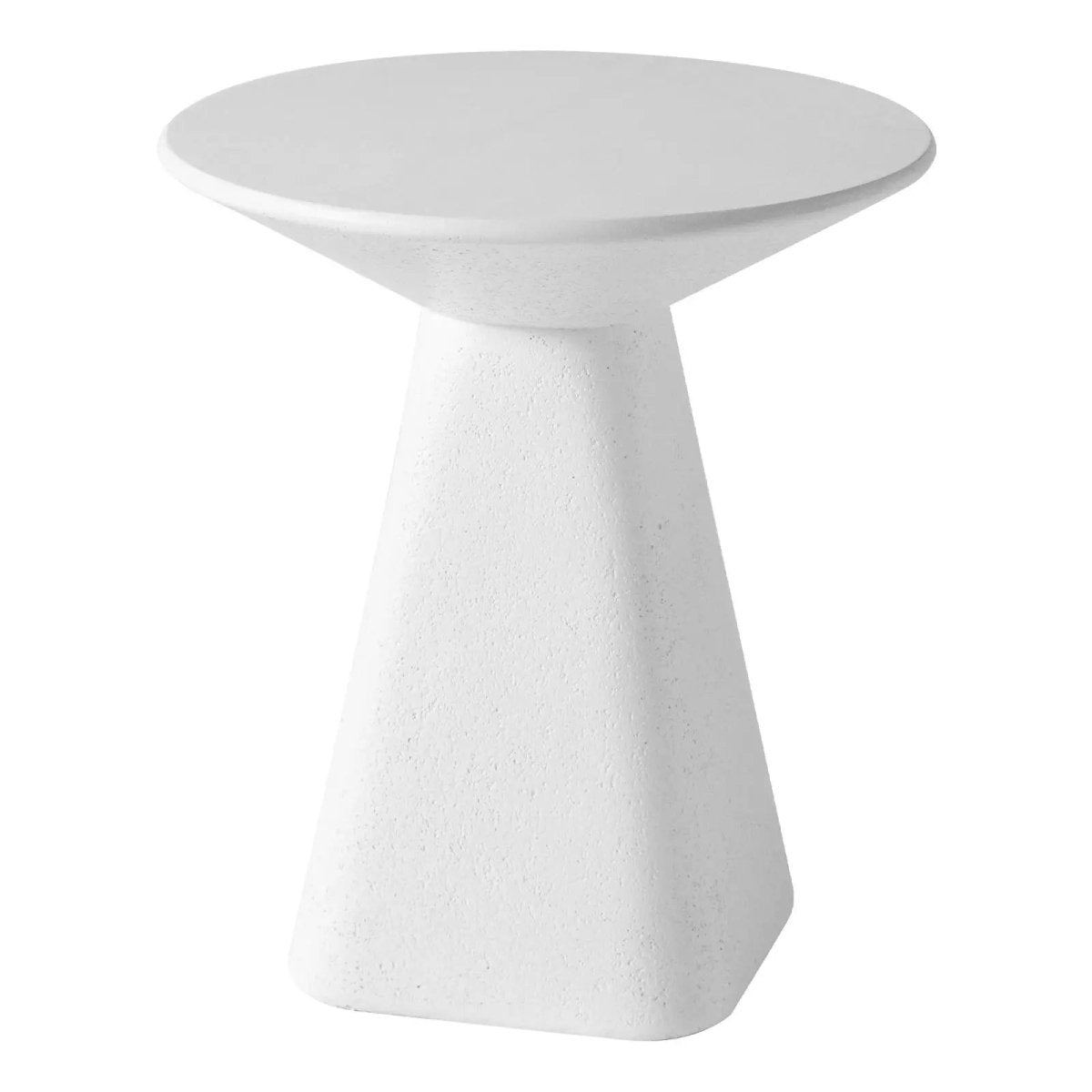 Elsie 18" Wide Circular Fiberstone Side Table with Powder-Coated Finish for Indoor/Outdoor Use White Side Table LeisureMod