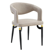 Entice Leather Dining Chair with Curved Open Back and Iron Legs Grey Dining Chair Leisuremod