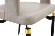 Entice Leather Dining Chair with Curved Open Back and Iron Legs Grey Dining Chair Leisuremod