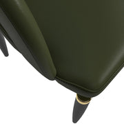 Entice Leather Dining Chair with Curved Open Back and Iron Legs Green Dining Chair Leisuremod
