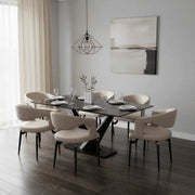 Entice Leather Dining Chair with Curved Open Back and Iron Legs Grey Dining Chair Leisuremod
