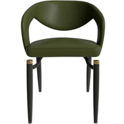 Entice Leather Dining Chair with Curved Open Back and Iron Legs Green Dining Chair Leisuremod
