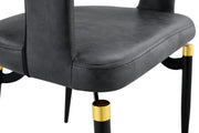 Entice Leather Dining Chair with Curved Open Back and Iron Legs Charcoal Black Dining Chair Leisuremod