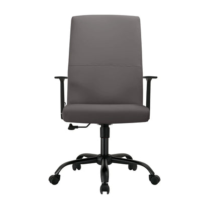 Evander Leather Office Chair in Aluminum with Adjustable Height and Swivel - Elax Furniture