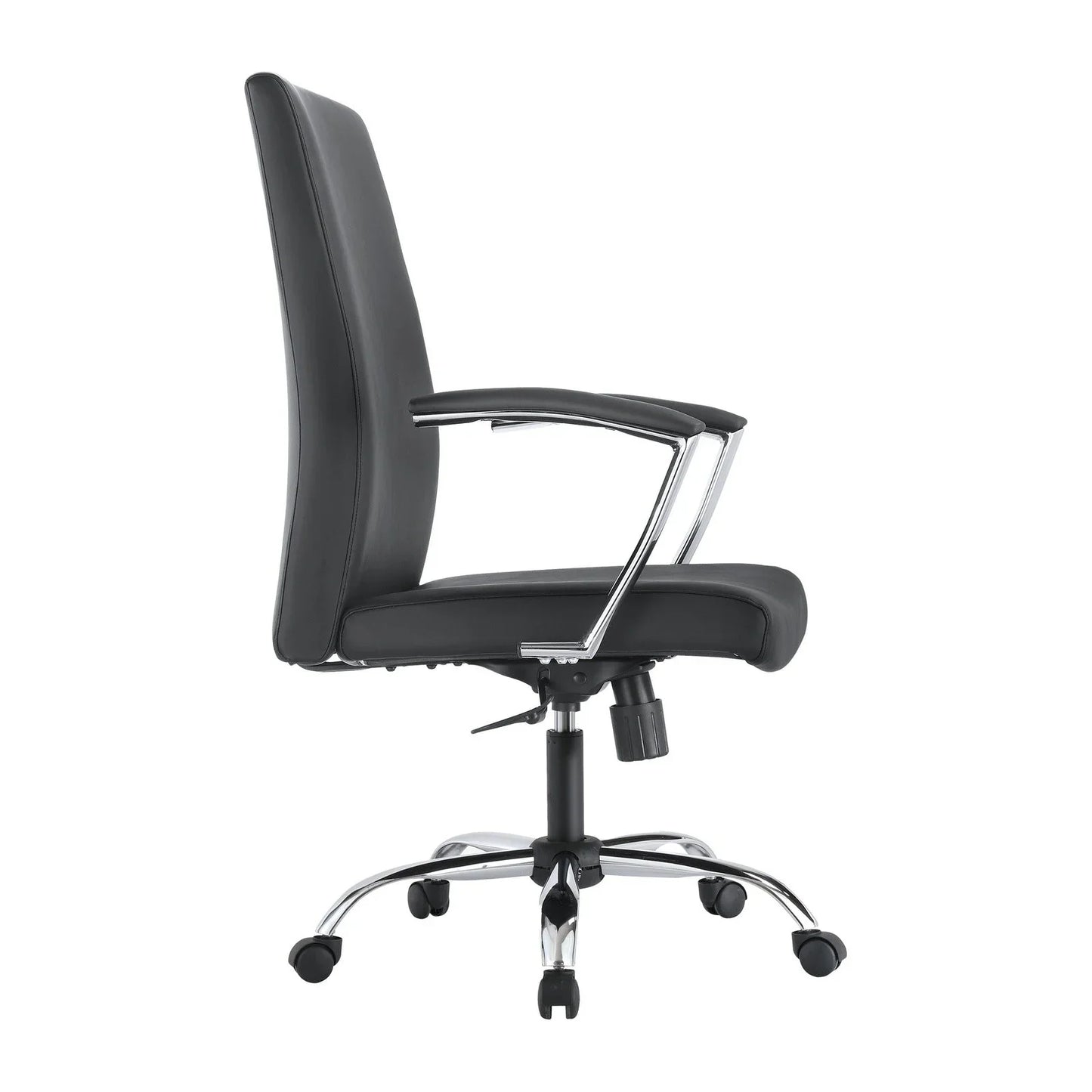 Evander Modern Swivel Office Chair in Faux Leather with Adjustable Height and Silver Frame - Elax Furniture