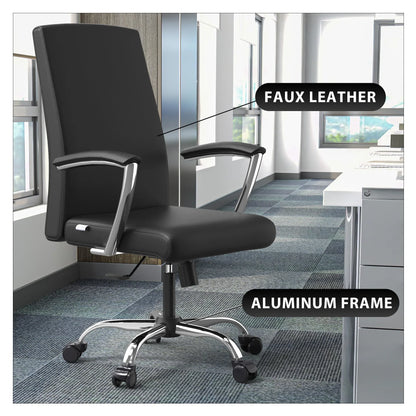 Evander Modern Swivel Office Chair in Faux Leather with Adjustable Height and Silver Frame - Elax Furniture