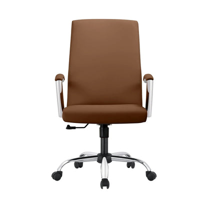 Evander Modern Swivel Office Chair in Faux Leather with Adjustable Height and Silver Frame - Elax Furniture