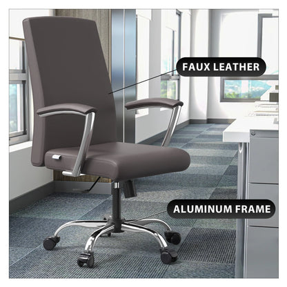 Evander Modern Swivel Office Chair in Faux Leather with Adjustable Height and Silver Frame - Elax Furniture