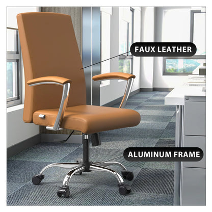 Evander Modern Swivel Office Chair in Faux Leather with Adjustable Height and Silver Frame - Elax Furniture
