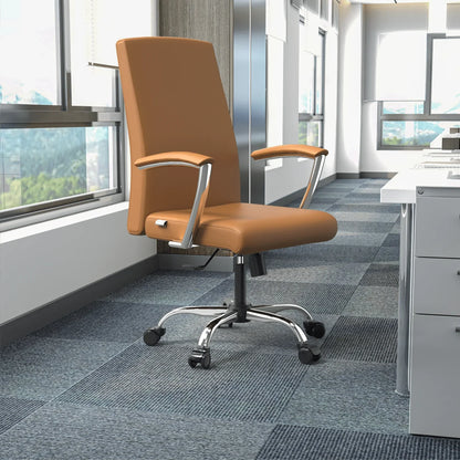 Evander Modern Swivel Office Chair in Faux Leather with Adjustable Height and Silver Frame - Elax Furniture
