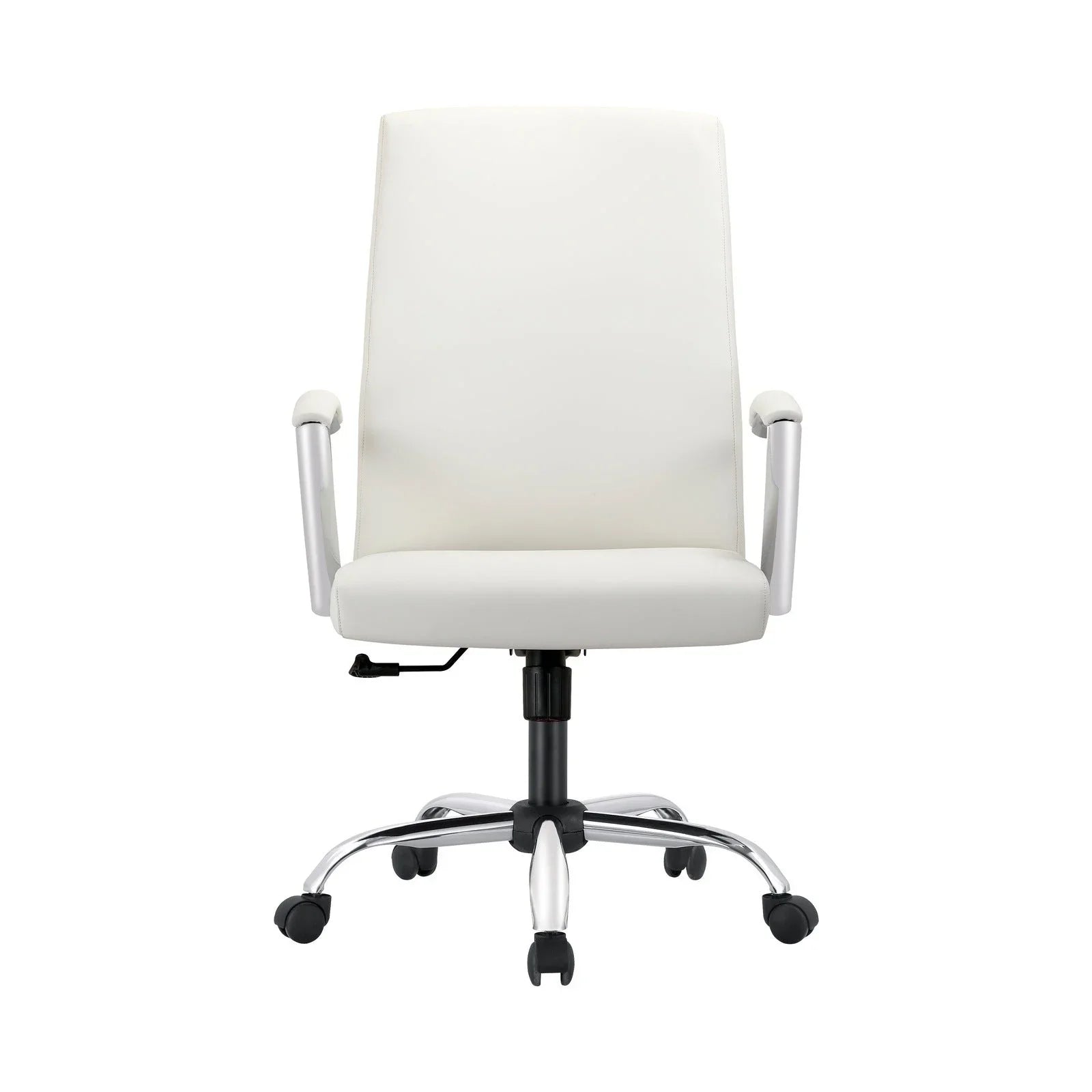 Evander Modern Swivel Office Chair in Faux Leather with Adjustable Height and Silver Frame - Elax Furniture