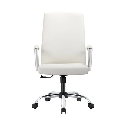 Evander Modern Swivel Office Chair in Faux Leather with Adjustable Height and Silver Frame - Elax Furniture