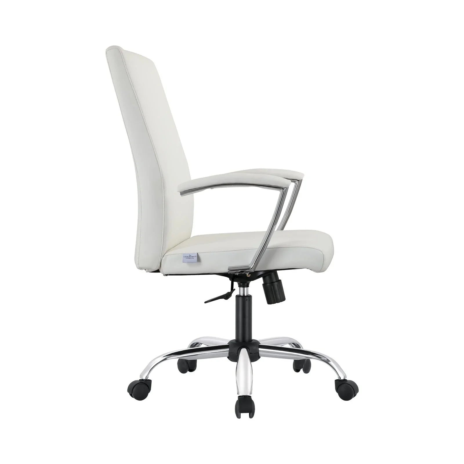 Evander Modern Swivel Office Chair in Faux Leather with Adjustable Height and Silver Frame - Elax Furniture