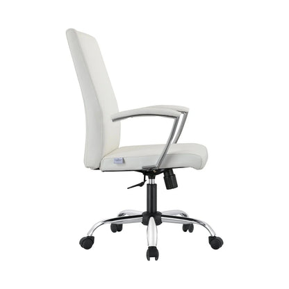 Evander Modern Swivel Office Chair in Faux Leather with Adjustable Height and Silver Frame - Elax Furniture