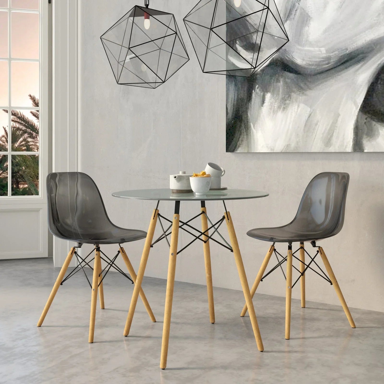 Dover Modern Molded Side Chair with Wood Base, Set of 2 - Elax Furniture