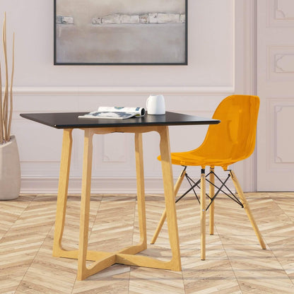 Cresco Modern Dining Side Chair in Curved Back Design with Multiple Base Options: Wood, Acrylic, Chrome & Gold Eiffel Design - Elax Furniture