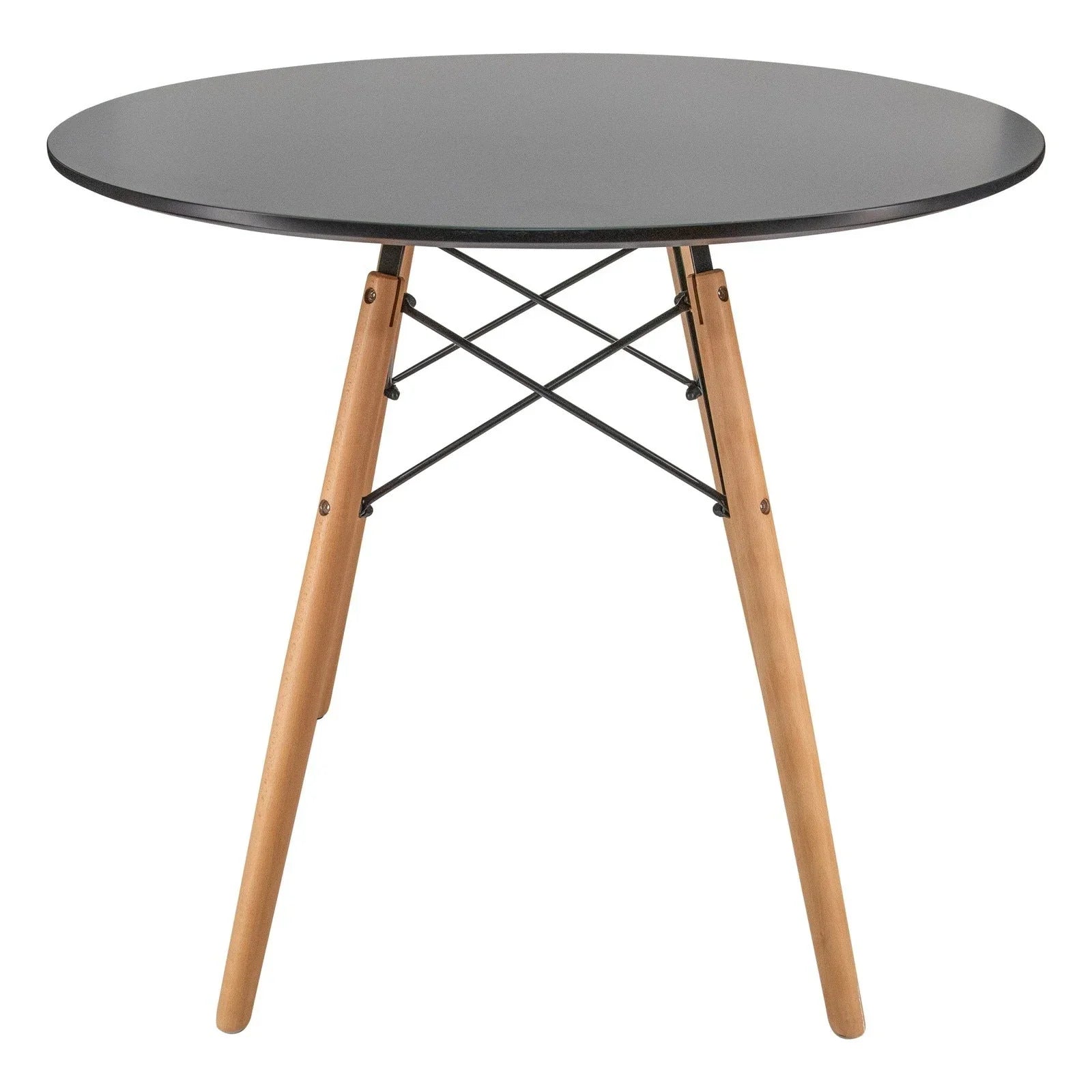 Dover Round Bistro Dining Table With Glass Tabletop and Beech Wood Eiffel Base - Elax Furniture
