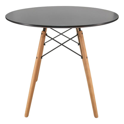 Dover Round Bistro Dining Table With Glass Tabletop and Beech Wood Eiffel Base - Elax Furniture